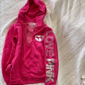 Victoria's Secret PINK Bright Pink Pullover Hoodie with Dog Logo